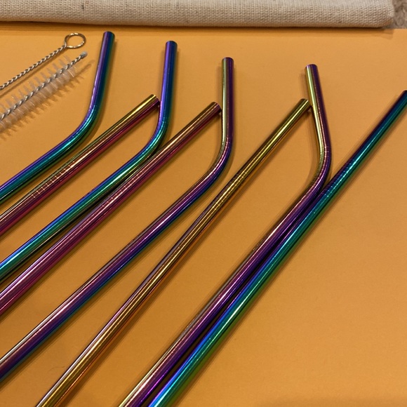 New! Set of 8 Stainless Steel Straws - Picture 2 of 3